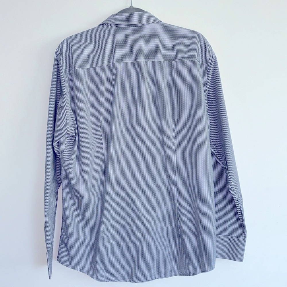 Versace Collection blue & white striped dress shirt. Size 41 - Picture 5 of 9